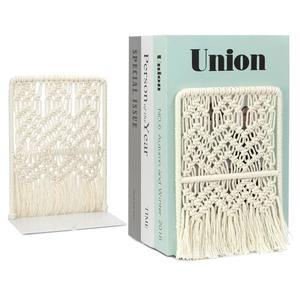 AELS 보호 마크라메 북엔드, 헤비 듀티 메탈 장식용 유니크 북엔드 지원, 책/영화/CD용 스토퍼, 농가 장식, 친구들을 위한 추수감사절