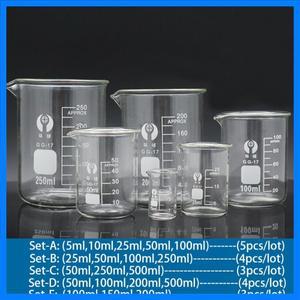 A-F 실험실 붕규산 유리 비커 내열성 장비의 스케일 측정 컵 설정