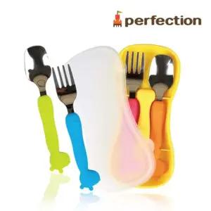 퍼팩션 유아용 스푼포크 세트 블루 이유식 이유식기 어린이식 휴대용 도시락 숟가락