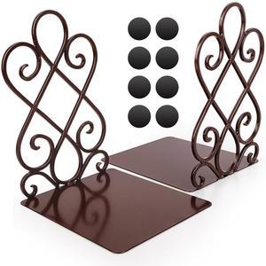 안웬크 빈티지 북엔드 책, 브론즈 헤비 듀티 책 홀더 롱 베이스 럭셔리 아트 레트로 앤티크 스타일, 책장 보호용 펠트 패드,