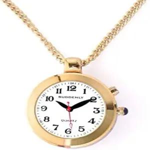 여성용 골드 펜던트 토킹 워치 (시니어 및 시각 장애인용 큰 소리/알람 기능 포함)