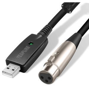 악기용 YESPURE USB 마이크 케이블 남성에서 XLR 여성 링크 변환기 스튜디오 오디오 커넥터 어댑터 노래방 노래 또는 마이크(10FT/3M)