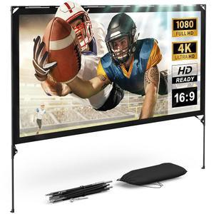 모던 이노베이션스 80인치 HD 야외 영화 스크린, 휴대용 프로젝터 스크린 및 실내 또는 뒷마당용 스탠드, 접이식 프레임, 여행, 캠핑, 가족 영화용 투사