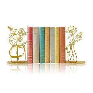 메탈 플라워 꽃병 책 끝, 귀여운 사무실 홈 데코레이션 선반, 애호가를 위한 이상적인 선물(골드)