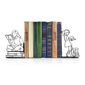 Natrlart 귀여운 책꽂이로 장식적이고 내구성이 뛰어난 금속 책꽂이, 블랙, 1피스, 6.3x4.5x1.2인치