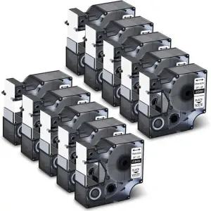 산업용 라벨 테이프 Rhino 5200 6000 프린터용 Dymo 18483 12mm 호환 블랙 온 화이트 5/10PK