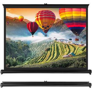 파일 50인치 프로젝터 화면 휴대용 바닥 스탠드형 접이식 롤업 삼각대 매뉴얼, 모바일 영화 화면, 홈 시어터 시네마 웨딩 파티 사무실 프레젠테이션, 퀵 어셈블리 - PRJTP53, 화이트