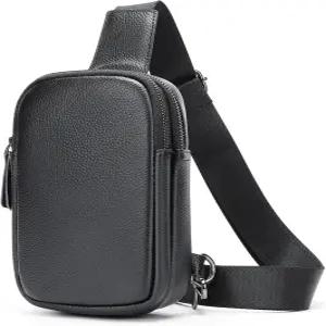 하켄 작은 미니 팩 크로스바디 여성용 크로스바디백 가죽 블랙 지갑 여행용 숄더 슬링백 패니