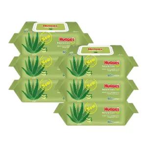 하기스 내추럴케어 아기물티슈 캡형 64매 6개입