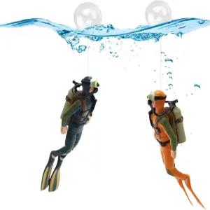 XMHBG 2팩 수족관 다이버 장식 - 모든 어항을 위한 창의적인 해양 조경을 플로팅 어항 장식(작은 펜던트)