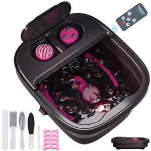 아크베산 접이식 족욕기, 열, 거품, 리모컨, 온도 조절 기능이 있는 족욕 마사지기, 페디큐어 부착물 3개, 스트레스 해소를 위한 발 담그기 욕조