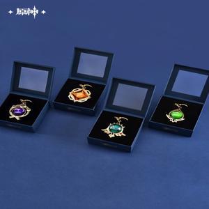 [] 공식 Genshin Impact Vision 키 체인 Hangable 장식 애니메이션 게임 금속 펜던트  장치 배지 액세서리