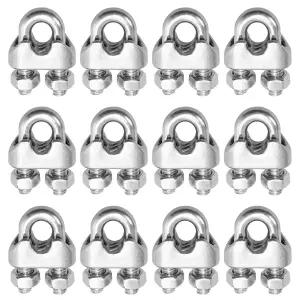 1/4 인치 6mm 와이어 로프 클램프 클립 304 스테인리스 스틸 케이블 고정 장치 12개