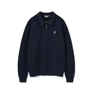 [매장정품] 와키윌리긴팔티 CQK MG2403CR02NA 베이직 로고 와펜 하프 집업 네이비