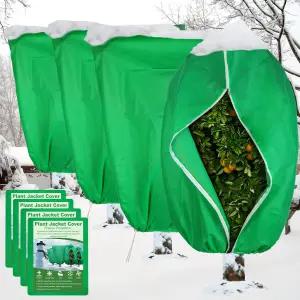스포츠유스 4팩 식물 커버 동결 보호 32인치 x 47.2인치 지퍼 드로스트링이 있는 겨울 서리 담요 천