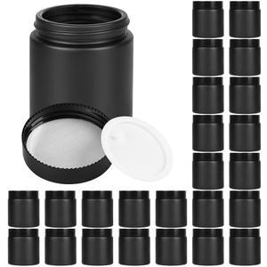뚜껑이 있는 유리병, 밀폐된 검은색 뚜껑과 라이너가 화장품 용기, 크림, 로션, 바디 버터, DIY 스킨케어 여행용 병(프로스트 블랙, 4온스)