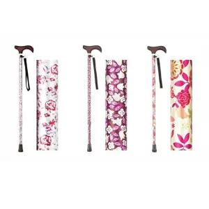 할머니 높이조절 꽃무늬 지팡이 일자 노령자용 조절식