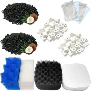 보팬 24 바이오 스펀지 필터 활성탄 세라믹 링 메쉬 백 패드를 포함한 플루발 106 및 107 캐니스터 필터와