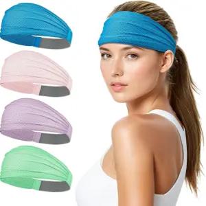 여성용 수킨 와이드 헤드밴드 즉각적인 쿨링 탄력 미끄럼 방지 운동 헬스장 요가 러닝 피트니스를 위한