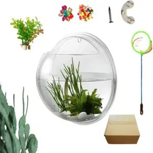 크리에이티브 아크릴 벽걸이 어항 수생 식물용 걸이 그릇 벽 물고기 거품 탱크 수경 재배용 공기 식물 화분
