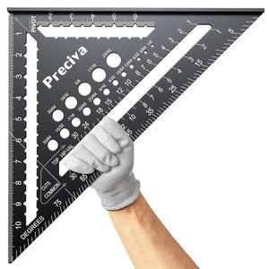 프레시바 카펜터 스퀘어 12인치(1/16인치 눈금), 알루미늄 합금 툴 도구 및 목공 서까래 다용도 레이아웃 목공용