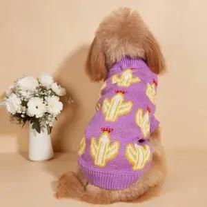 강아지 데일리 베이직 선인장 패턴 니트 스타일 코디 애견 의류 귀여운 강아지옷 데일리옷
