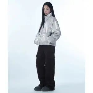 무신사스탠다드 우먼즈 데일리 푸퍼 샤이니 숏 패딩 재킷 실버 1665561