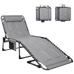 킹캠프 오버사이즈 태닝 의자, 엑스트라 와이드 패딩 접이식 체이스 라운지 의자 휴대용 조절 가능한 5포지션 400파운드 헤비 듀티 라운지와 더블 레이어 옥스포드 비치 파티오 선