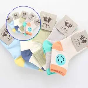 쌍문상회 해피 스마일 굵은 골컬러 아동 양말 5켤레 묶음 유아니삭스 덧신