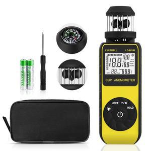 360 방향, 나침반, 881M 휴대용 풍속계를 갖춘 LYCEBELL 애니모미터 디지털 풍속계, HVAC 야외 사냥, 드론 비행, 항해를 위한 풍속 및 온도 측정기