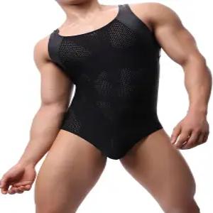 YUFEIDA 남성 운동 서포터 통기성 바디수트 액티브 베이스 레이어 슬림 핏 레슬링 점프수트 원피스 싱글렛