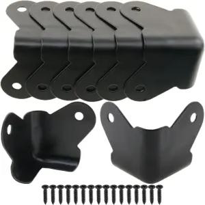 헤이우스 8PCS 텍스처 스틸 가장자리 보호 상자 모서리 보호대 파우더 코트 장식용 설치 나사 포함 검은색