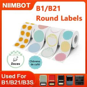 Niimbot B1 B21 B3S 열 휴대용 프린터 원형 스티커 용지 롤 흰색 투명 방수 라벨 메이커 가격 태그