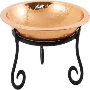 아클라 디자인 201-7015 해머드 숏 스탠드 버드 배스 광택 구리 도금