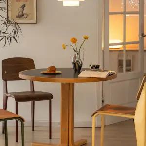 원형 테이블 카페 레스토랑 우드 네추럴 화이트 식탁 다이닝 90cm