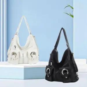 [패션] 블랙화이트 캐주얼 투웨이 부드러운 숄더백 크로스백 가방