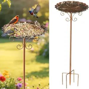 버드 피더 스테이션 트레이 폴 스탠드 야외 액세서리 야생 조류 벌새 유인을 위한 30인치 금속 배스