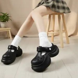 여성용 투웨이 데일리 통굽 플랫폼 샌들