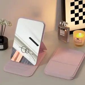 ( )휴대용 접이식 사각 예쁜 손 거울 포켓 미러 핑크 손거울 핸드 귀여운 화장 이쁜 파우치