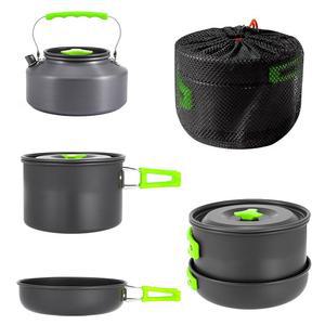 아이기어 캠핑 액세서리 엉망 하이킹 보관 피크닉을 요리 경량 냄비 색상 휴대용 알루미늄 세트 키트 가방 팬 조리기구 찻주전자 야외 블랙 오렌지색 그린 포함