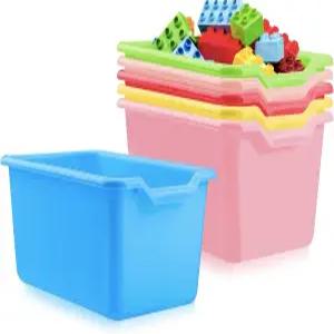 Nsmykhg 보관함 6팩 소형 다목적 플라스틱 스택형 큐비 통 - 혼합 색상