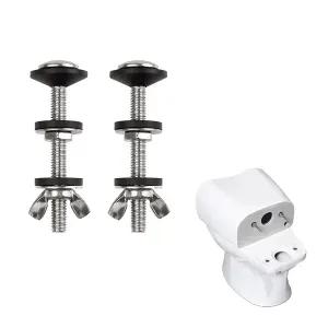 2PCS 범용 변기 볼트 교체 키트 - 누수 방지 고무 개스킷이 있는 헤비 듀티 304 스테인리스 스틸 안전한