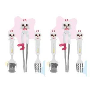 유아 스텐 스푼 포크 세트 교정 젓가락 토끼X2