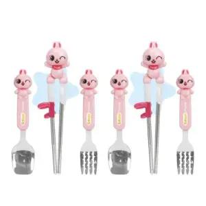유아 스푼 포크 세트 연습용 젓가락 토끼 X2