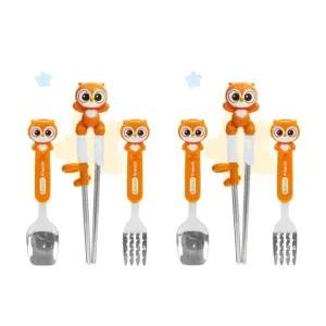 유아 스푼 포크 세트 교정 젓가락 부엉이 X2