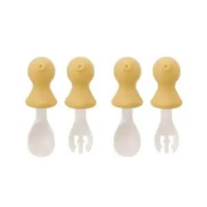 스푼 포크 케이스 휴대용 이유식 준비 옐로우