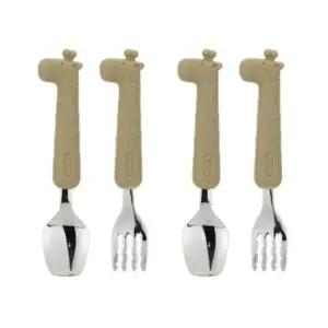 유아 스푼 포크 세트 휴대용 케이스 기린 X2