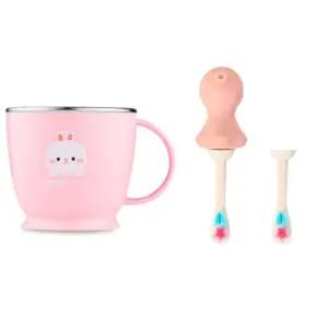 에.디.슨 유아컵 스텐 양치컵 미세모 칫솔 세트 핑크
