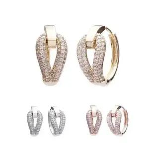 FE178 esg3465 글램 큐빅 원터치 링귀걸이 WFFRYXG