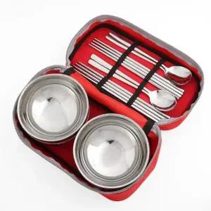 ( )캠핑랜드 휴대용 수저 식기 4인세트사각 레드